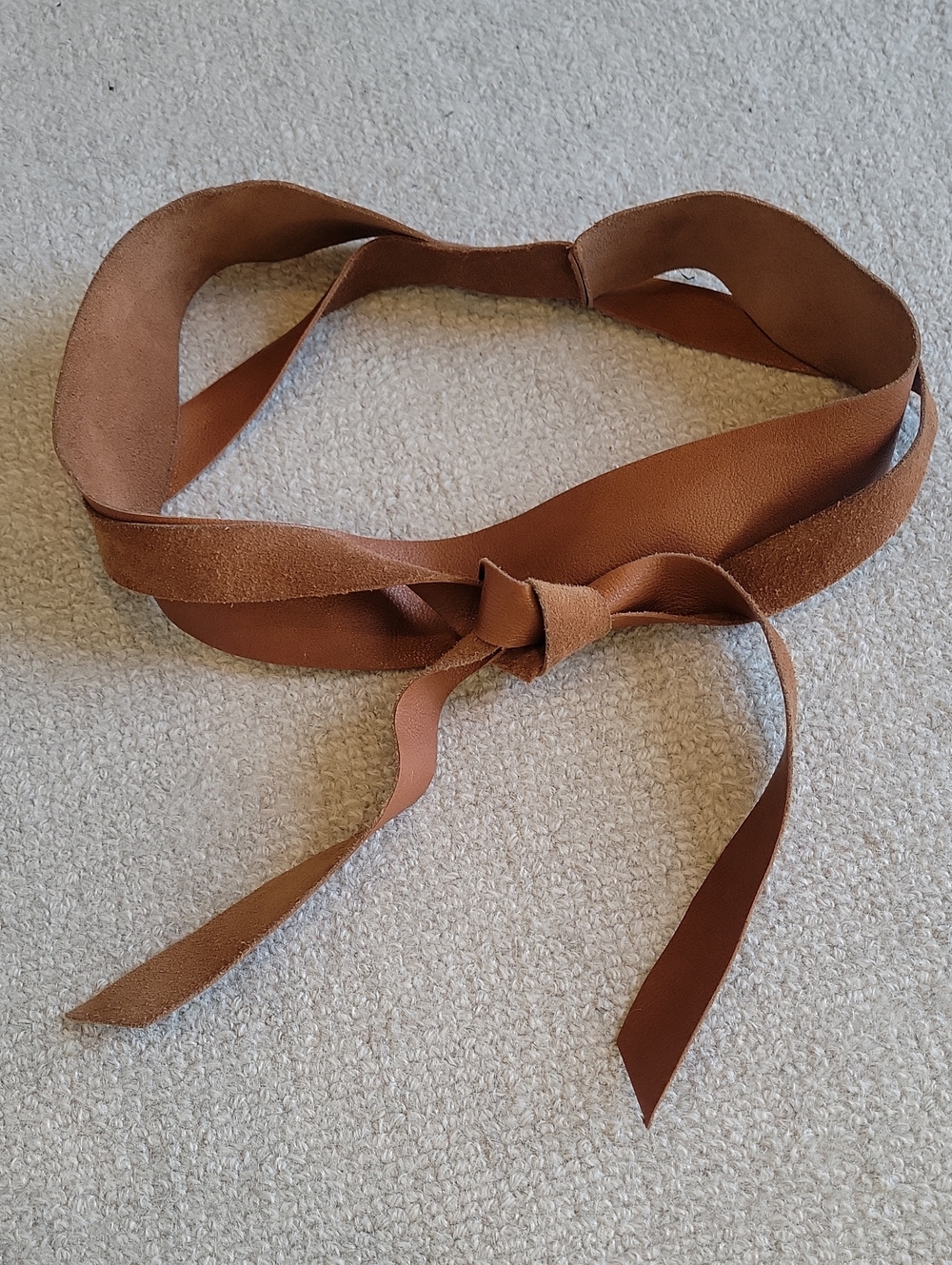 Women's Brown Suede Wrap Tie Belt - Genuine Leather
